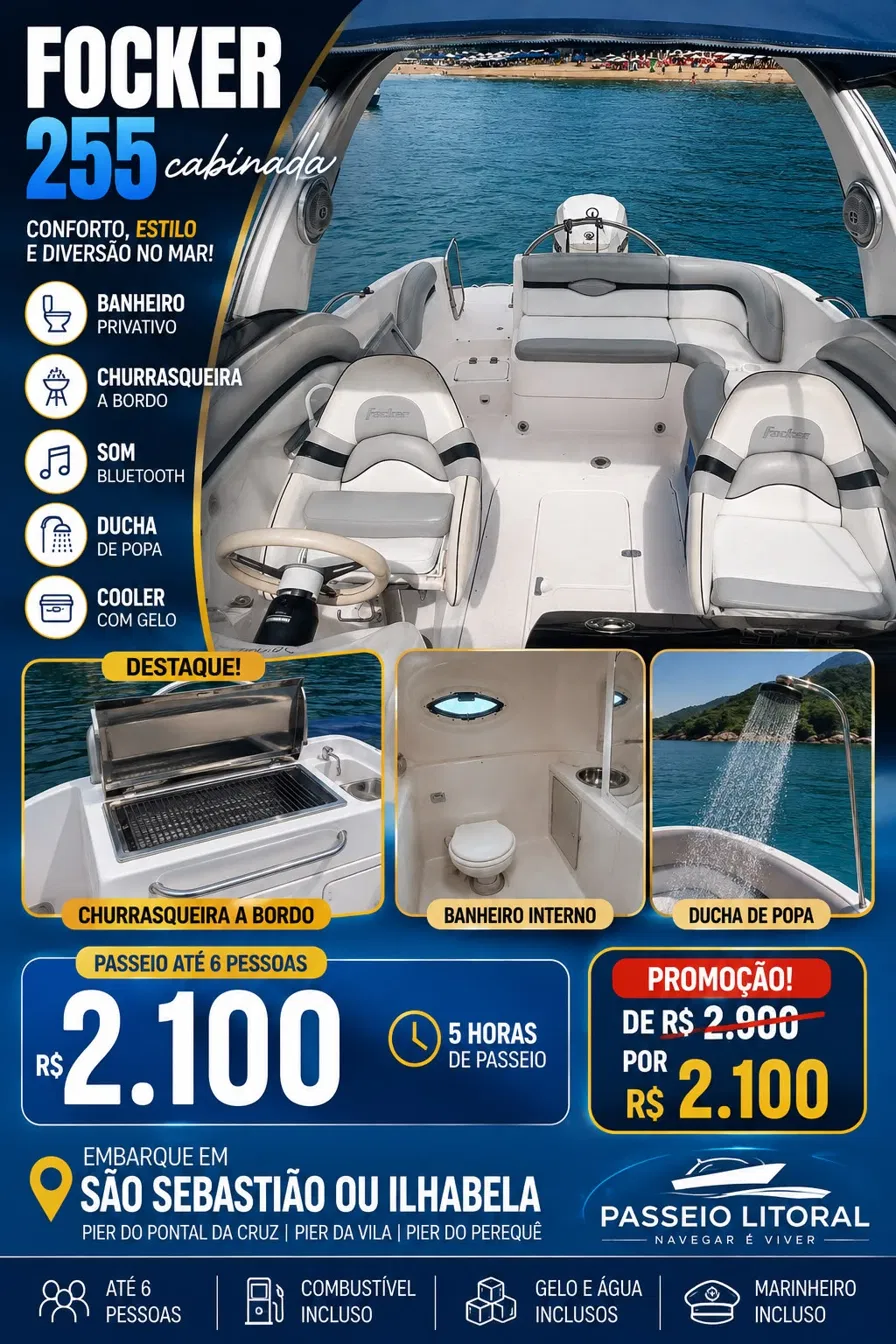 Focker 255 Cabinada — Passeio Privativo